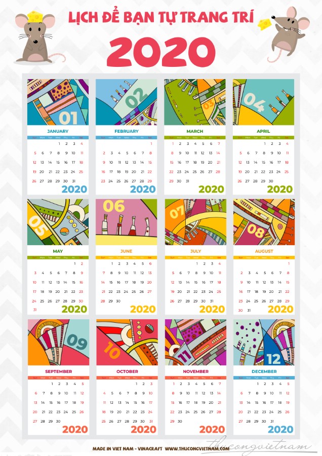 Lịch giấy 2020 mẫu 1